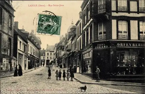 Ak Laigle Orne, Rue Saint Jean, Paul Jorand