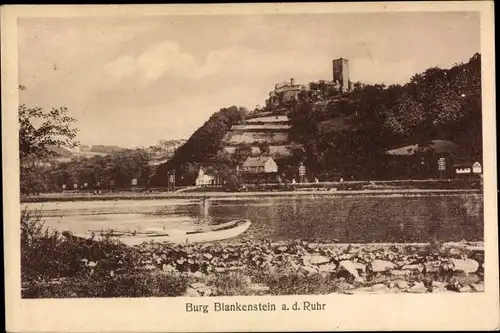 Ak Blankenstein an der Ruhr Hattingen, Burg Blankenstein, Boot