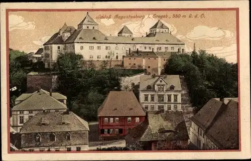 Ak Augustusburg im Erzgebirge, Schloßgastwirtschaft, Schloss Außenansicht