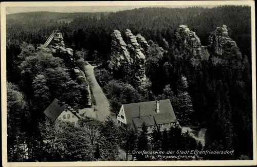 Ak Ehrenfriedersdorf im Erzgebirge, Greifensteine, Fliegeraufnahme