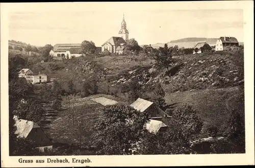 Ak Drebach im Erzgebirge, Blick auf den Ort