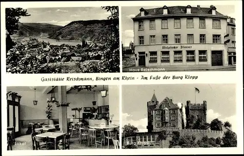 Ak Bingen am Rhein, Gaststätte Reischmann, Schmittstraße 16, Lokal, Burg Klopp