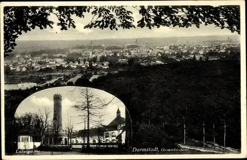 Ak Darmstadt in Hessen, Panorama, Ludwigshöhe