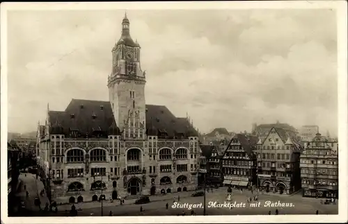 Ak Stuttgart in Württemberg, Marktplatz mit Rathaus