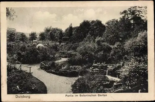 Ak Duisburg im Ruhrgebiet, Partie im Botanischen Garten