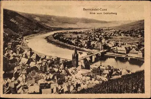 Ak Bernkastel Kues an der Mosel, Blick vom Doktorberg, Panorama