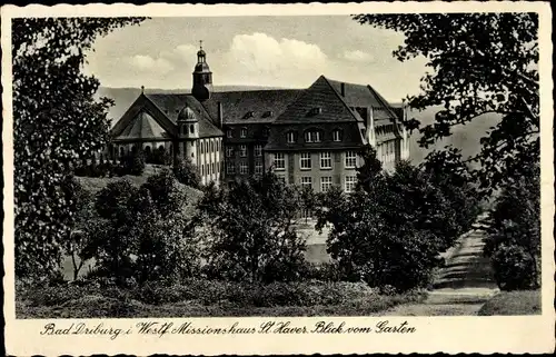 Ak Bad Driburg in Westfalen, Missionshaus St. Haver Blick vom Garten