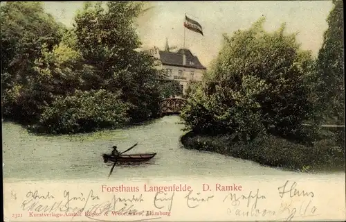Ak Hamburg Eimsbüttel Langenfelde, Forsthaus, Bootspartie