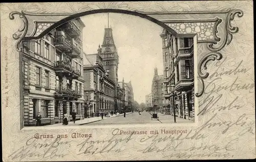 Passepartout Ak Hamburg Altona, Poststraße, Hauptpost