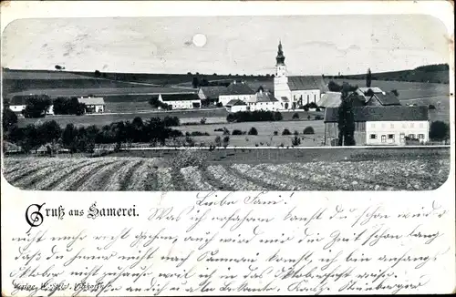 Ak Sammarei Ortenburg, Gesamtansicht der Stadt, Kirche, Mond