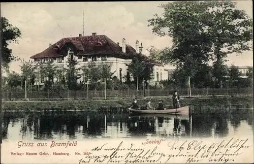 Ak Hamburg Wandsbek Bramfeld, "Seehof", Ruderboot