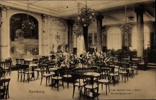 Ak Hamburg Altstadt, Café Wallhof, Glockengießerwall, Innenansicht