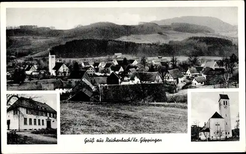 Ak Reichenbach unter Rechberg Donzdorf, Panorama, Kirche