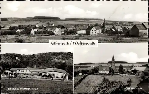 Ak Elkenroth im Westerwald, Panorama, Elbbachtal mit Märchenwald, Partie mit Kirche