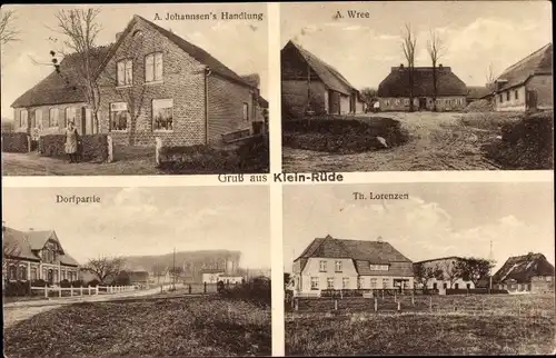 Ak Klein Rüde in Angeln, Dorpartie, Handlung A. Johannsen, A. Wree, Th. Lorenzen