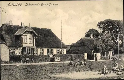 Ak Ostenfeld bei Husum in Nordfriesland, Johannsens Geschäftshaus