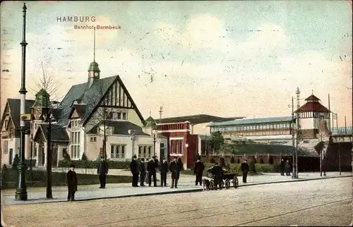 Ak Hamburg Nord Barmbek, Bahnhof, Straßenseite