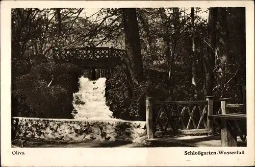 Ak Oliva Gdańsk Danzig, Schlossgarten Wasserfall