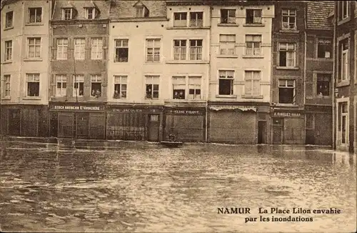 Ak Namur Wallonien, La Place Lilon envahie par les inondations, Hochwasser