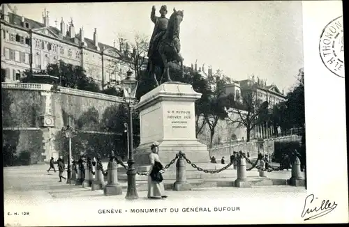 Ak Genève Genf Stadt, Monument du Général Dufour