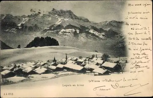 Ak Leysin Kanton Waadt, Gesamtansicht, Winter