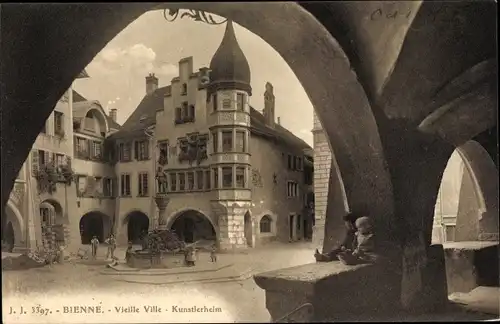 Ak Biel Bienne Kt Bern, Vieille Ville, Künstlerheim
