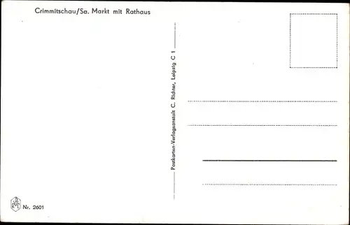 Ak Crimmitschau Sachsen, Markt mit Rathaus u. Denkmal