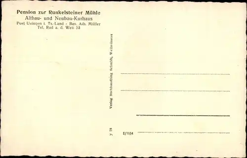 Ak Winden Weilrod im Taunus, Pension Runkelsteiner Mühle