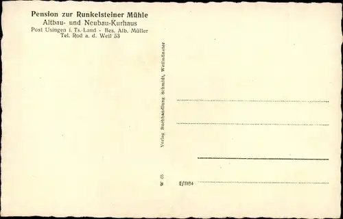 Ak Winden Weilrod im Taunus, Pension Runkelsteiner Mühle
