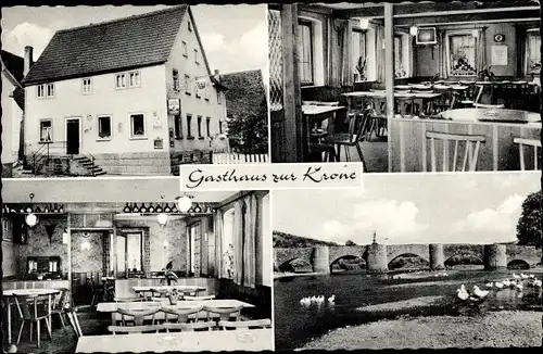 Ak Tauberrettersheim in Unterfranken, Gasthaus zur Krone, Innenansicht, Brücke