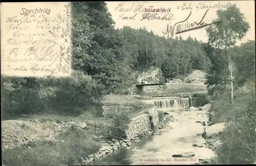 Ak Spechtritz Rabenau Erzgebirge, Wasserfall, Flusspartie