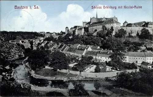 Ak Bautzen in der Oberlausitz, Schloss Ortenburg, Nicolai Ruine