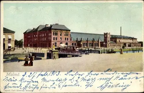 Ak Malmö Schweden, Teilansicht der Stadt, Brücke