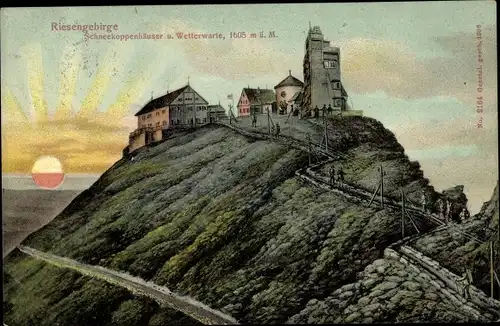 Ak Malá Úpa Kleinaupa Riesengebirge Region Königgrätz, Schneekoppe, Koppenhaus, Wetterwarte