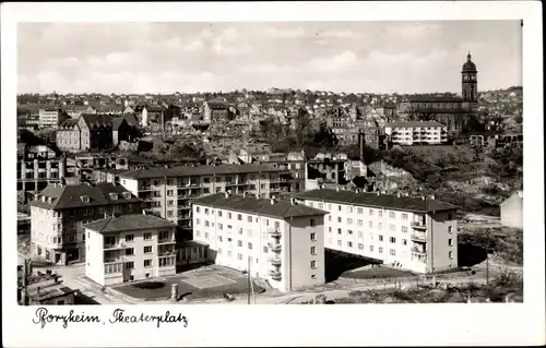 Foto Ak Pforzheim im Schwarzwald, Theaterplatz, Kirche