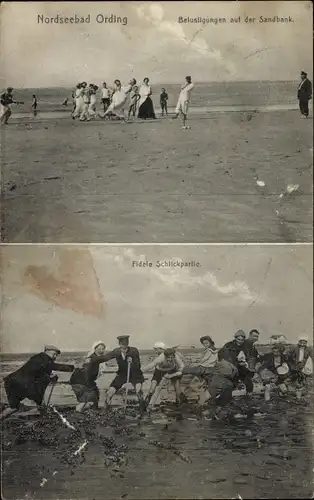 Ak Nordseebad Sankt Peter Ording, Belustigungen auf der Sandbank, Schlickpartie