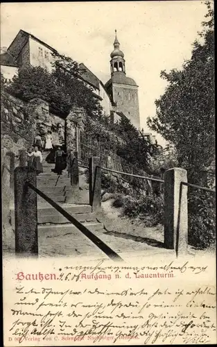 Ak Bautzen in der Oberlausitz, Aufgang nach dem Lauenturm