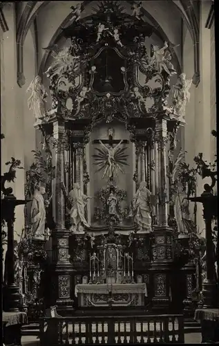 Foto Ak Gaukönigshofen in Unterfranken, Kirche, Innenansicht, Altar