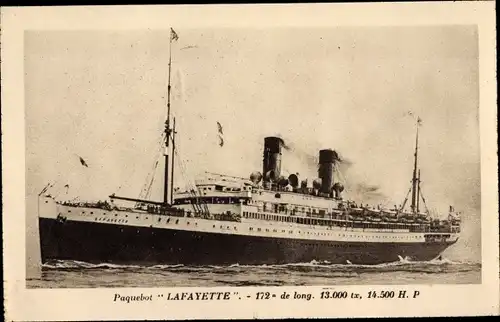 Ak CGT Dampfer Lafayette, Compagnie Générale Transatlantique, French Line