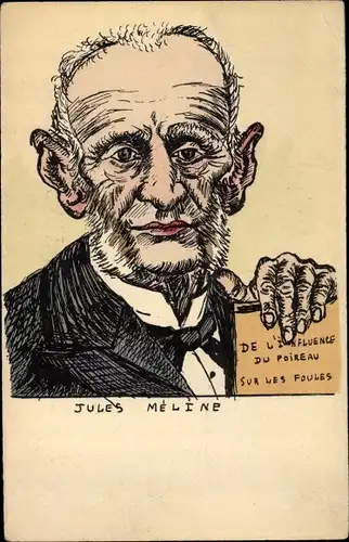 Ak Französischer Politiker Jules Meline, Karikatur, Dokument