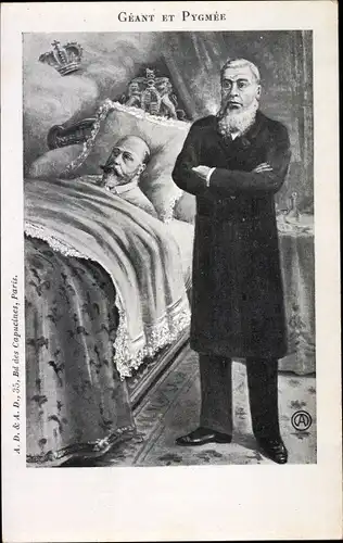 Künstler Ak Geant et Pygmee, König Edward VII von Großbritannien, Paul Kruger