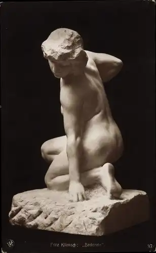 Ak Plastik, Fritz Klimsch, Badende, Frauenakt