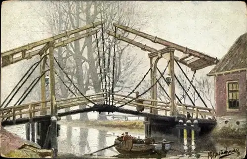 Künstler Ak Gerstenhauer, Johann, Georg, Niederlande, Klappbrücke