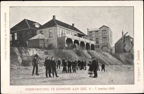 Ak Egmond aan Zee Nordholland Niederlande, Verwoesting, 6-7 Januari 1905