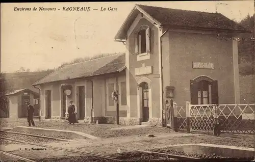 Ak Bagneaux sur Loing Seine et Marne, La Gare