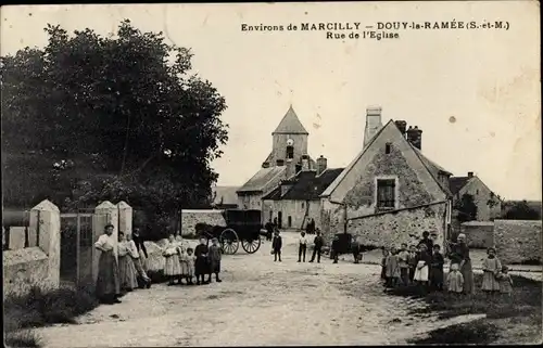 Ak Douy la Ramée Seine et Marne, Rue de l'Eglise