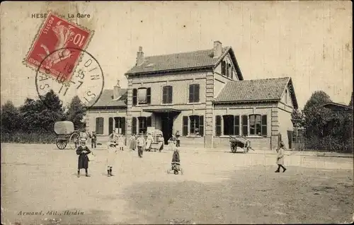 Ak Hesdin Pas de Calais, La Gare