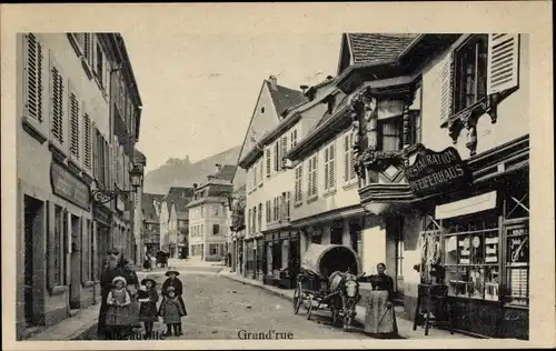 Ak Ribeauvillé Rappoltsweiler Elsass Haut Rhin, Grand Rue, Restaurant Pfeiferhaus
