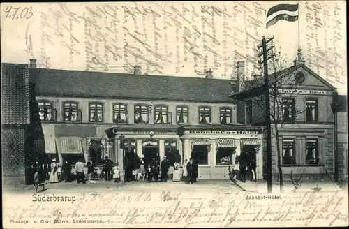 Ak Süderbrarup in Angeln, Bahnhof Hotel
