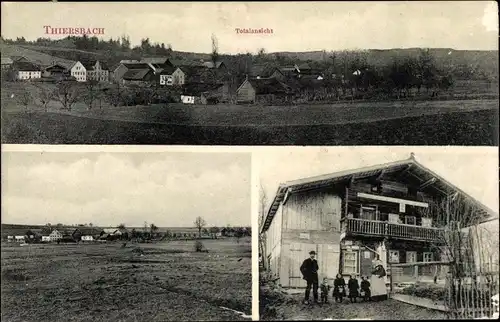 Ak Thiersbach Bad Griesbach im Rottal Niederbayern, Totale, Familöie am Haus